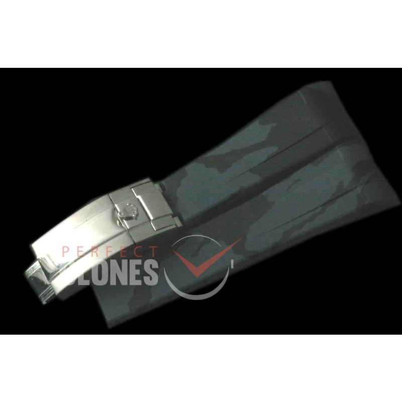 RLRU10021 Rubber B Camo Black Rubber Strap 20/18 with Insignia Clasp 