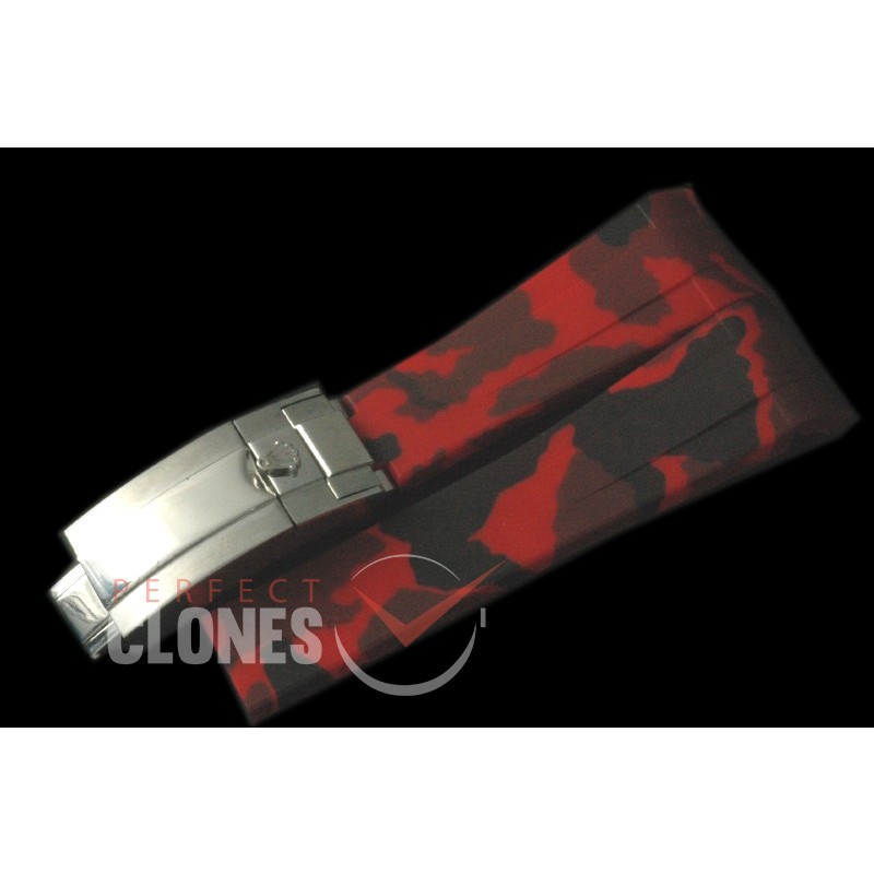 RLRU10024 Rubber B Camo Black Rubber Strap 20/18 with Insignia Clasp 