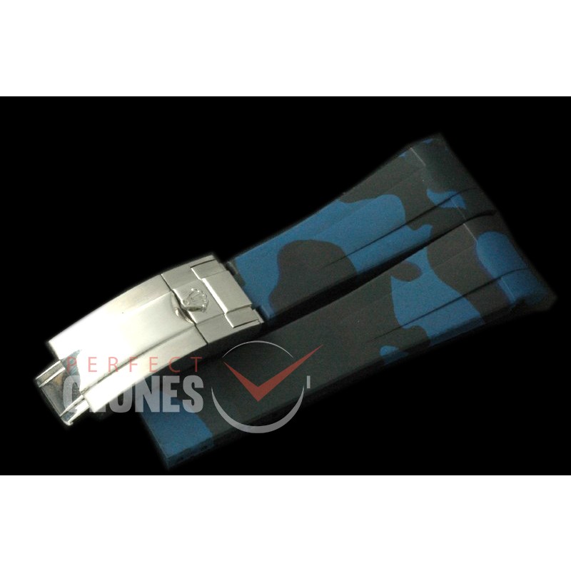 RLRU10023 Rubber B Camo Blue Rubber Strap 20/18 with Insignia Clasp 