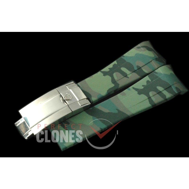 RLRU10022 Rubber B Camo Green Rubber Strap 20/18 with Insignia Clasp 