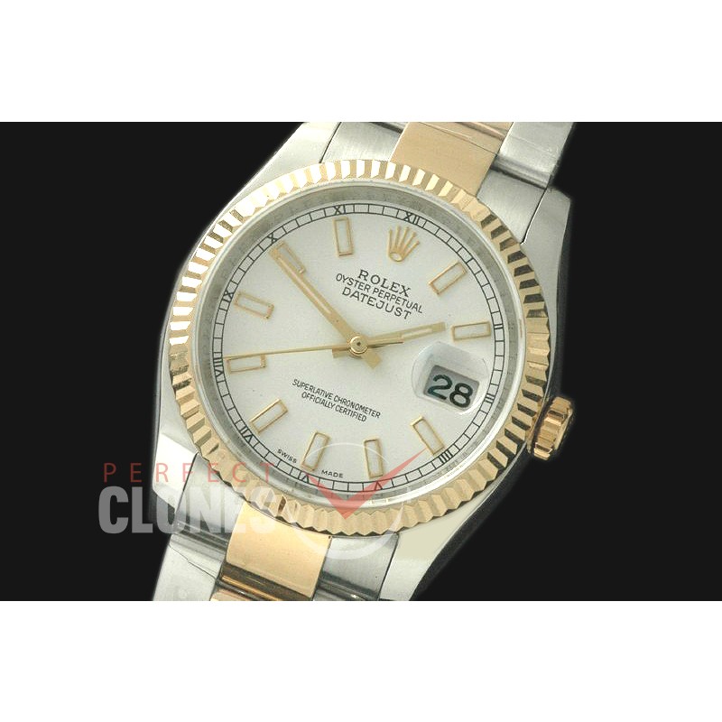 R36DJT-751 116233 SS/YG Fluted/Oyster White Sticks SA 3135