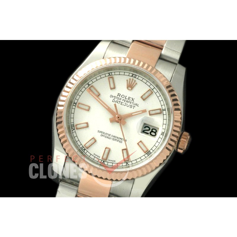 R36DJTR-751 116231 SS/RG Fluted/Oyster White Sticks SA 3135