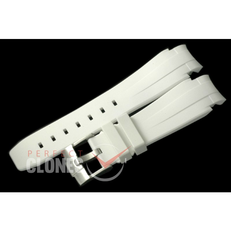 RLRU00291 Rubber B White Rubber Strap 20/18 With Integrated Block c/w Insignia Buckle