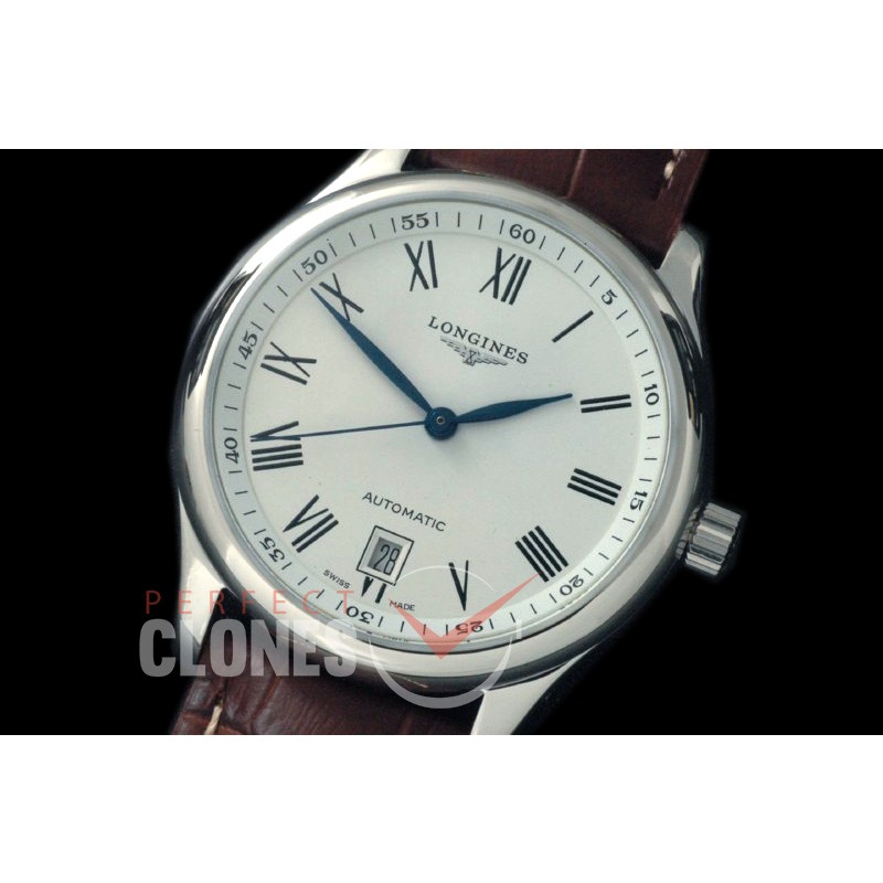 0 LG00201 Master Automatic Date SS/LE White Roman A-2836