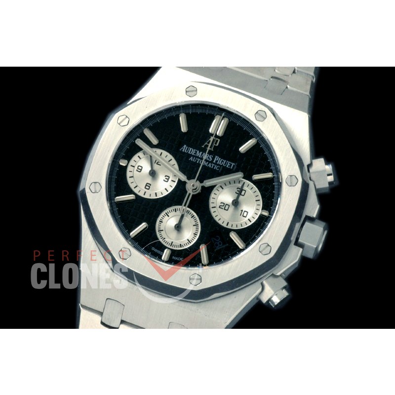 0AP00187 Royal Oak Chronograph SS/SS Black Sticks A-7750
