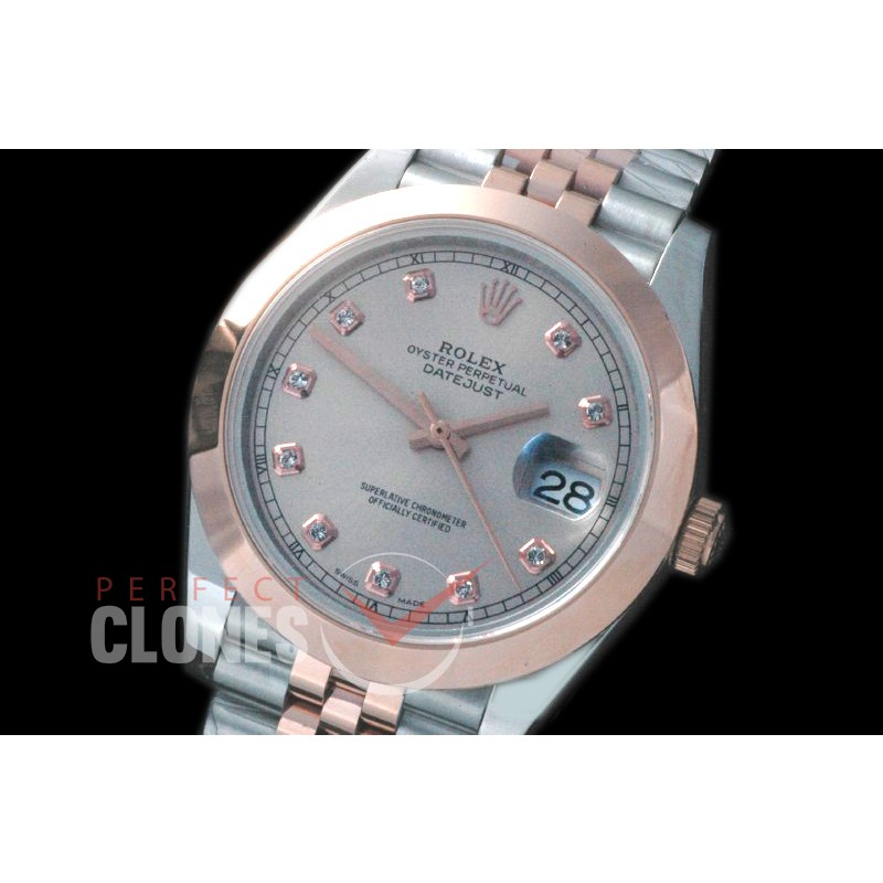 R41DJTR-864 126301 SS/RG Fluted/Jubilee Light Grey Diamonds SA 3235