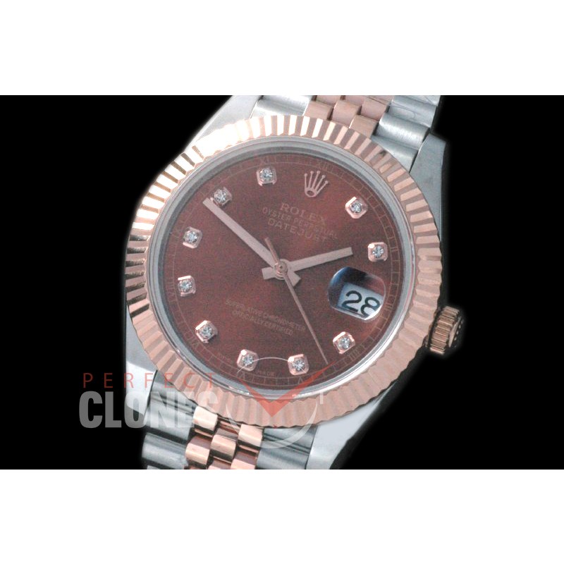 R41DJTR-818 126331 SS/RG Fluted/Jubilee Brown Diamonds SA 3235