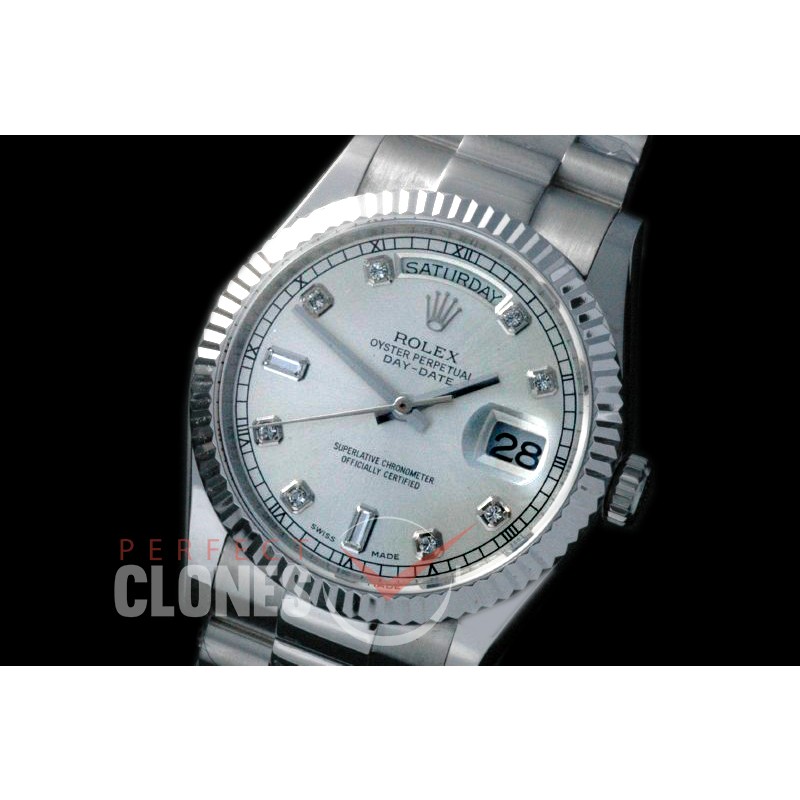 R36DDS-910 118239 SS/SS Fluted/President Silver Diamond A-2836