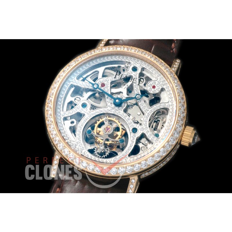 PI00052 Altiplano Full Diamond Crested Tourbillon RG/LE Rose Gold Diamond Crested Flying Man Tourbillon