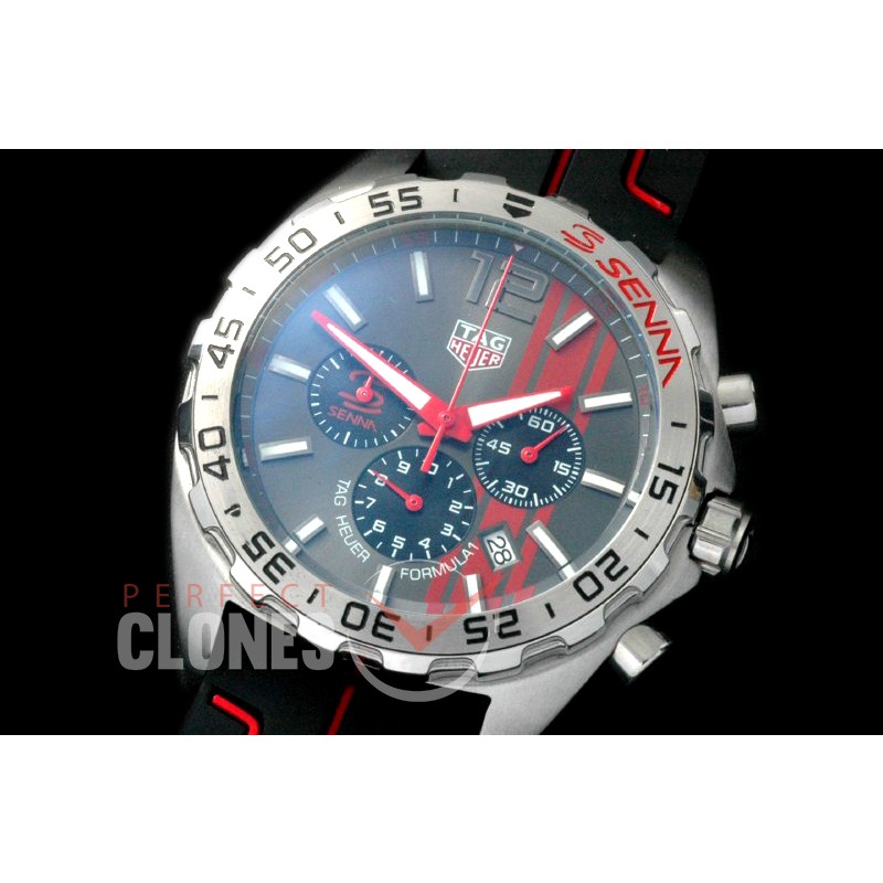 0 TGF1-00012R Formula 1 Aryton Senna Special Ed Chronograph SS/RU Grey OS 10 Qtz