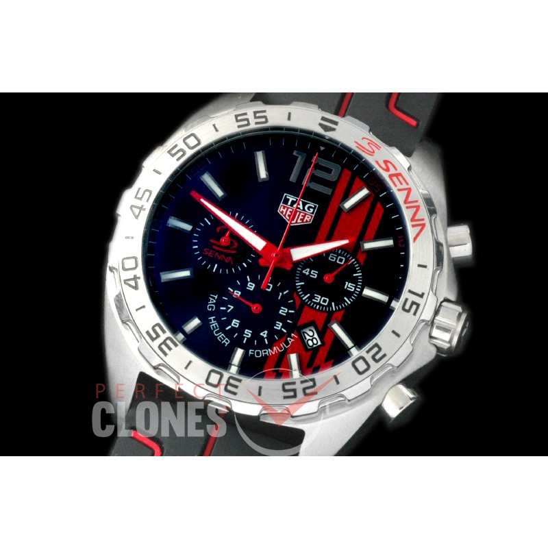 0 TGF1-00011R Formula 1 Aryton Senna Special Ed Chronograph SS/RU Black OS 10 Qtz
