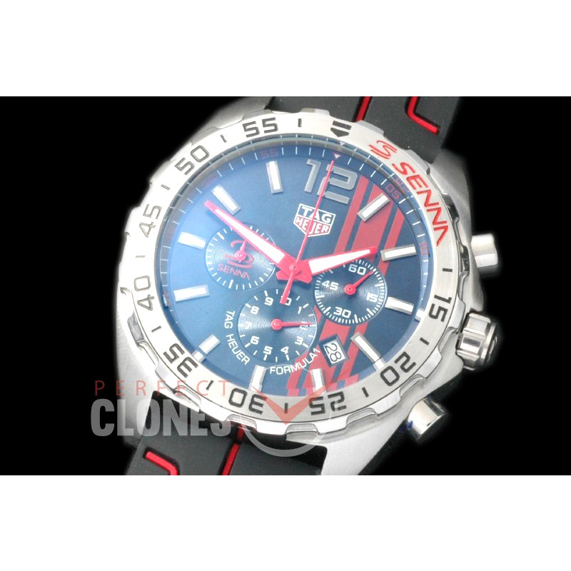 0 TGF1-00013R Formula 1 Aryton Senna Special Ed Chronograph SS/RU Blue OS 10 Qtz