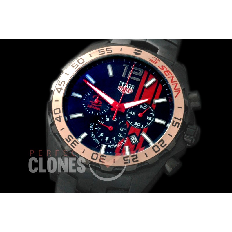 0 TGF1-00021S Formula 1 Aryton Senna Special Ed Chronograph PVD/PVD Black OS 10 Qtz