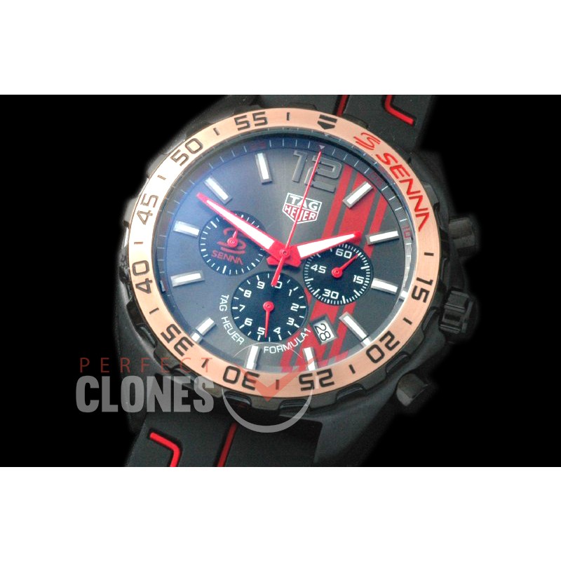 0 TGF1-00022R Formula 1 Aryton Senna Special Ed Chronograph PVD/RU Grey OS 10 Qtz