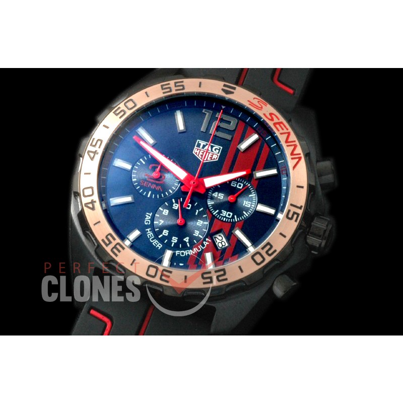 0 TGF1-00023R Formula 1 Aryton Senna Special Ed Chronograph PVD/RU Blue OS 10 Qtz