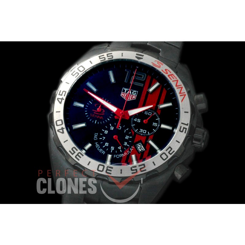 0 TGF1-00016S Formula 1 Aryton Senna Special Ed Chronograph PVD/PVD Black OS 10 Qtz