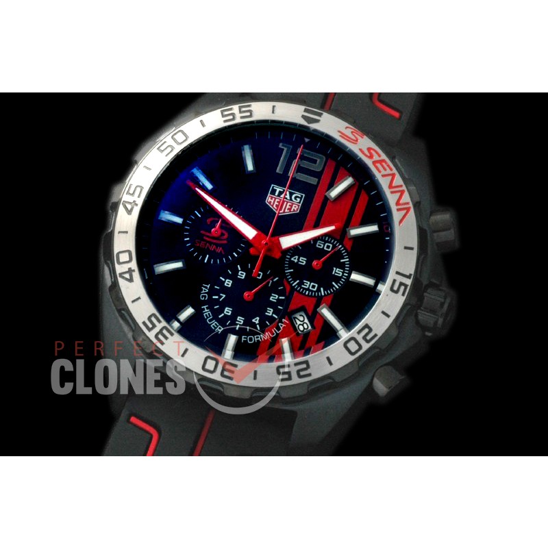 0 TGF1-00016R Formula 1 Aryton Senna Special Ed Chronograph PVD/RU Black OS 10 Qtz