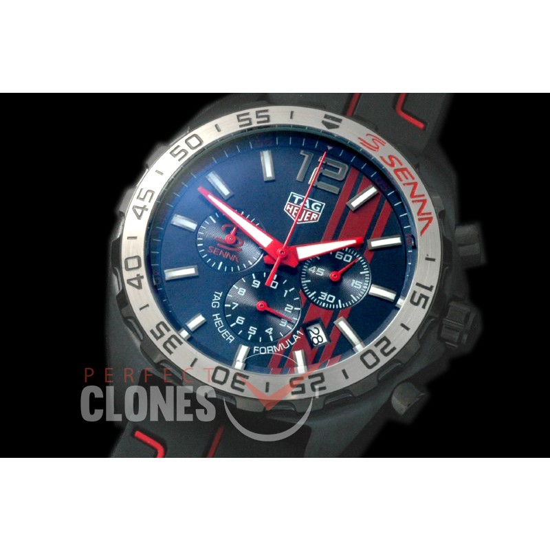 0 TGF1-00018R Formula 1 Aryton Senna Special Ed Chronograph PVD/RU Blue OS 10 Qtz