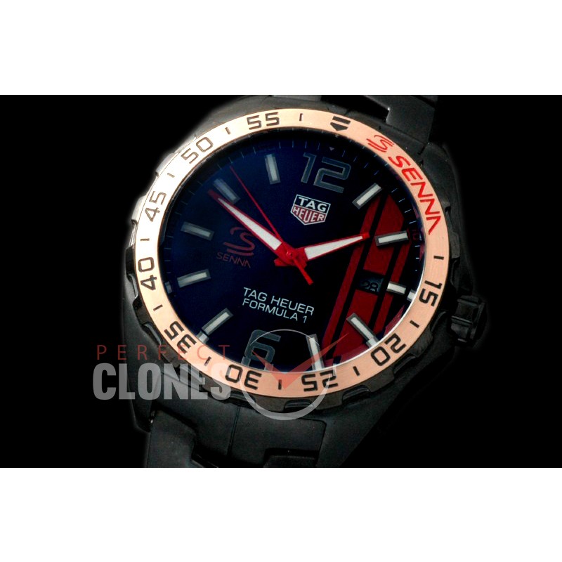 0 TGF1-00041S Formula 1 Aryton Senna Special Ed PVD/PVD Black OS 20 Qtz