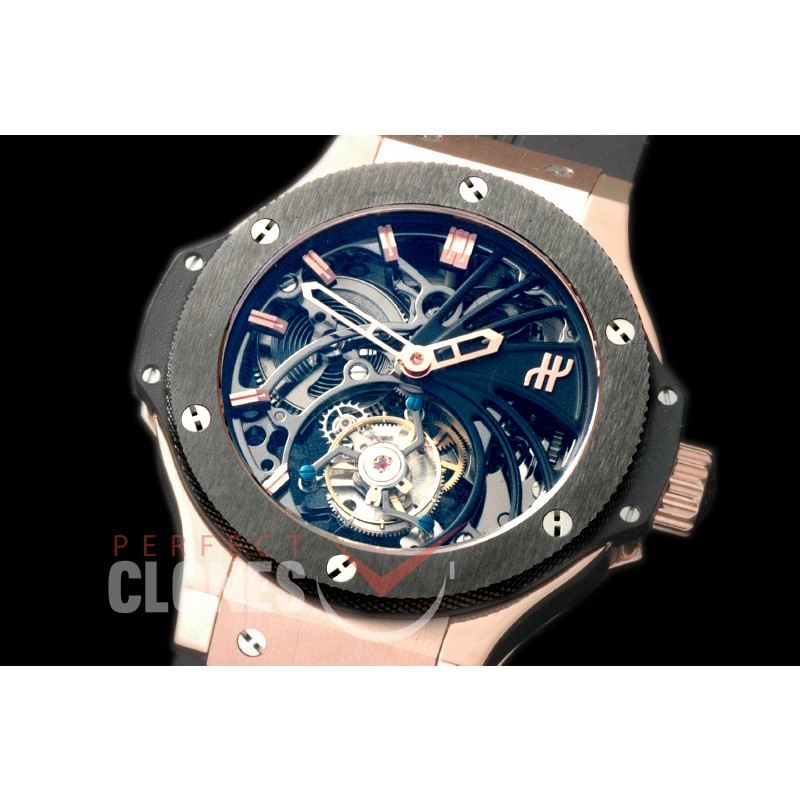 HBT10011 Big Bang Tourbillon RG/RU Black Skeleton Flying Tourbillon 