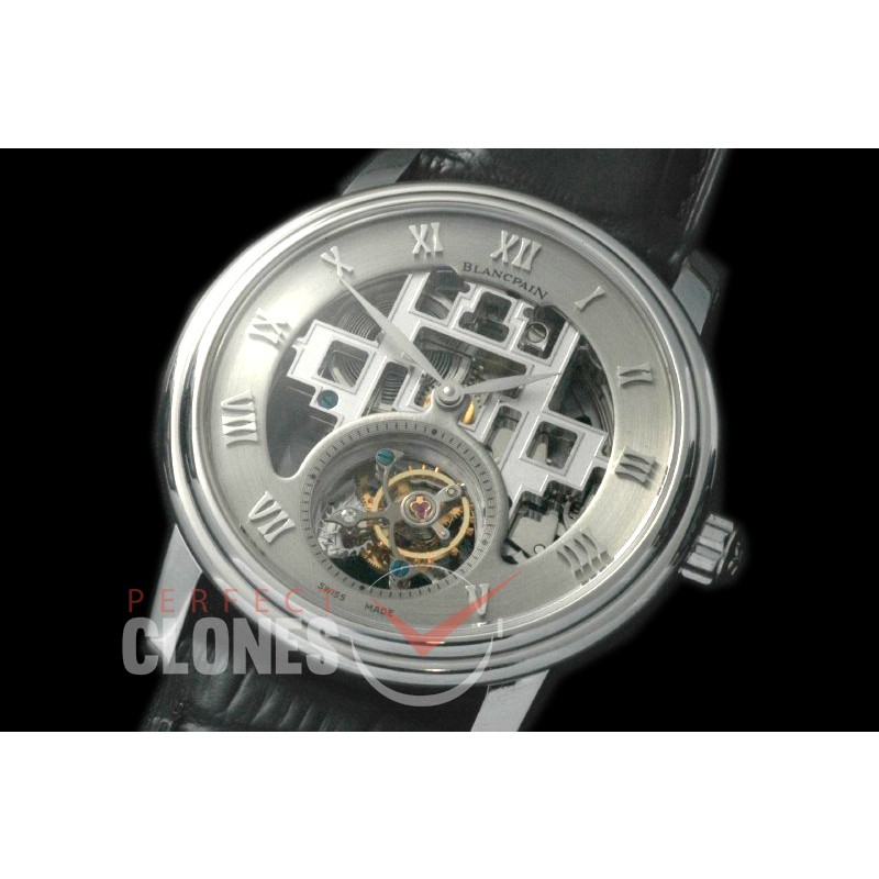 0 0 BP-VIL-112 Villeret Tourbillon SS/LE Skeleton/Grey Flying Man Tourbillon 