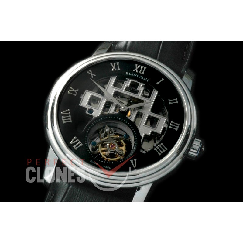 0 0 BP-VIL-113 Villeret Tourbillon SS/LE Skeleton/Black Flying Man Tourbillon 