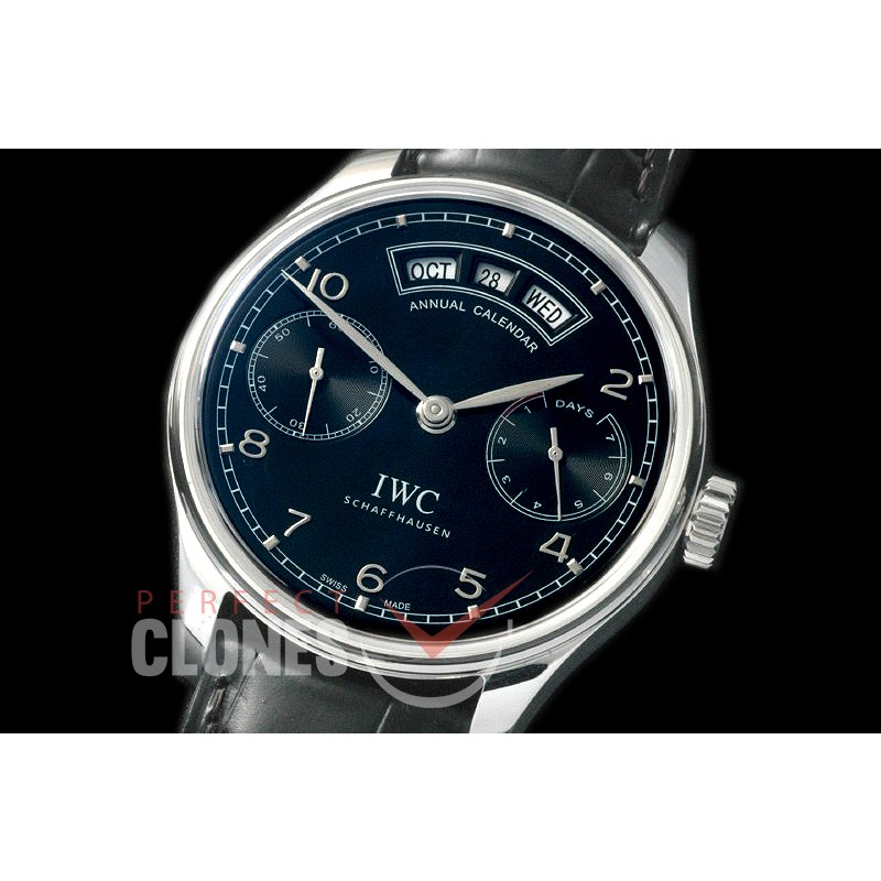 0 0 IWP7D00051 V2 Portugese 7 Days Annual Calender 5035 SS/LE Black A-52850