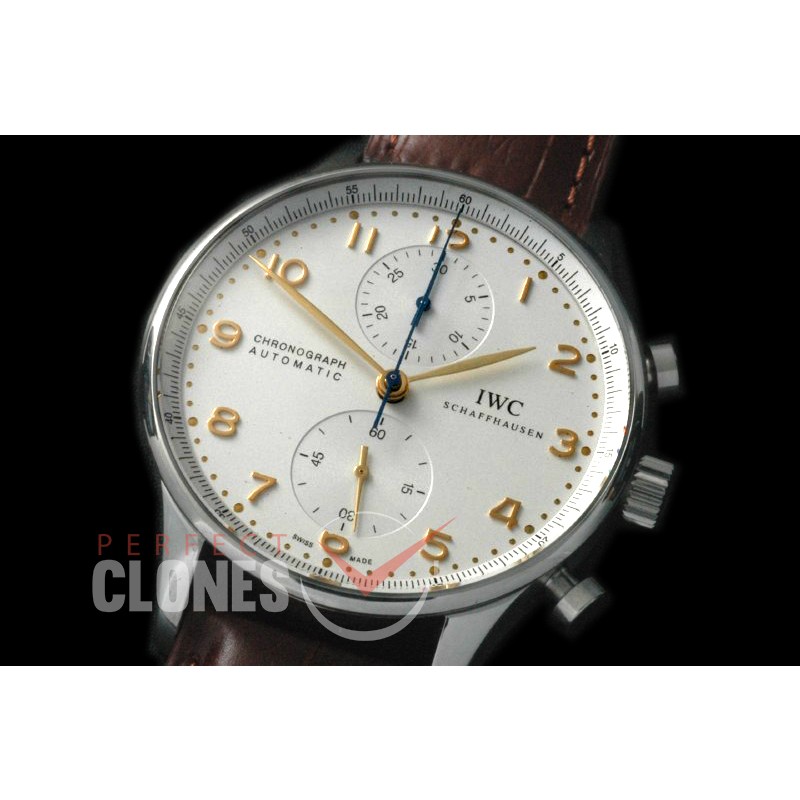 IWPG00031 V6F 3714 Portugese Chrono SS/LE White/Gold A-7750