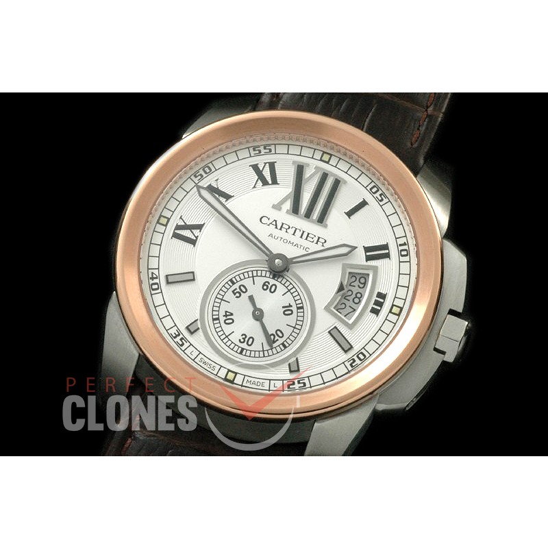 CARCC00026L Calibre de Cartier SS/RG/LE White Miyota 8205