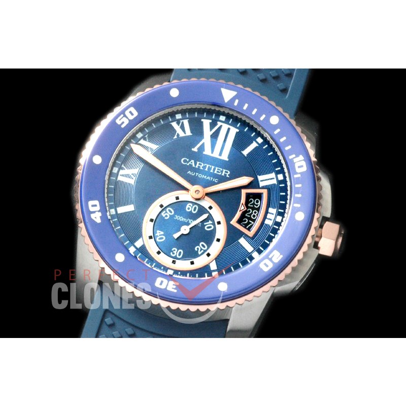 CARCC00078R Calibre de Cartier SS/RG/RU Blue Miyita 8205