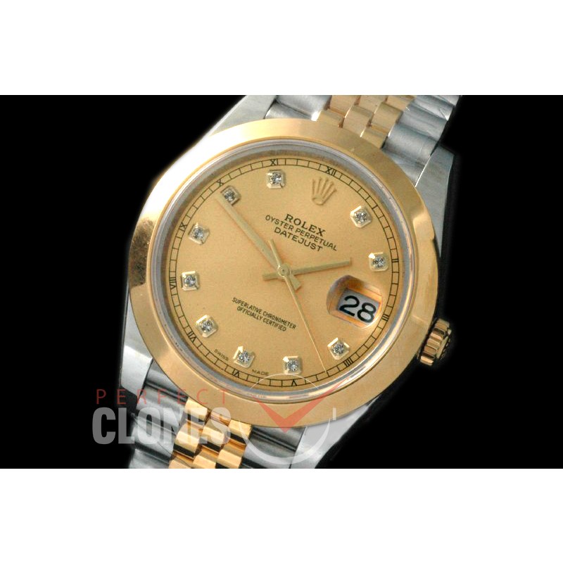 0 0 RL41DJ-18K-425 116300 Smooth Bezel Jubilee Gold Diam TT Swiss 2836