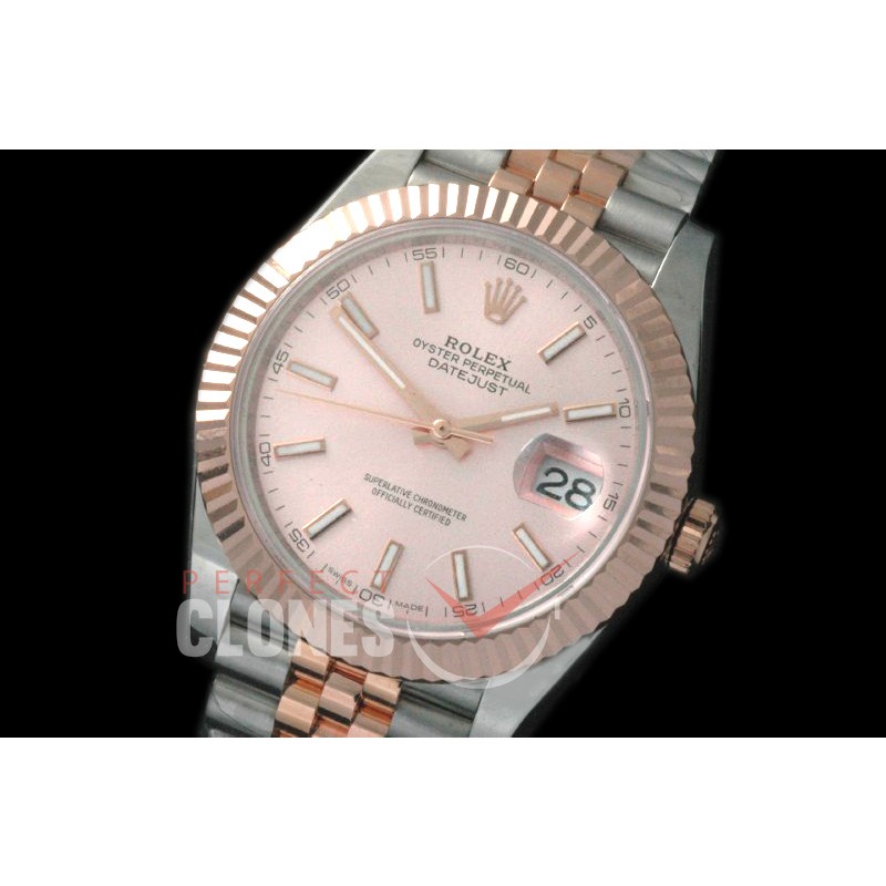 0 0 RL41DJ-18K-606 126331 Fluted Bezel Jubilee Rose Gold Sticks TT Swiss 2836