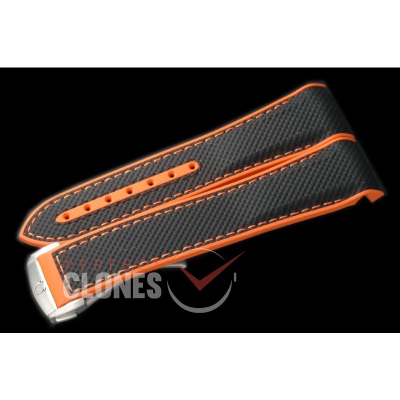 0 OMRU00111 Rubber Strap For 43.5mm 2016 Ceramic Planet Ocean - Black/Orange