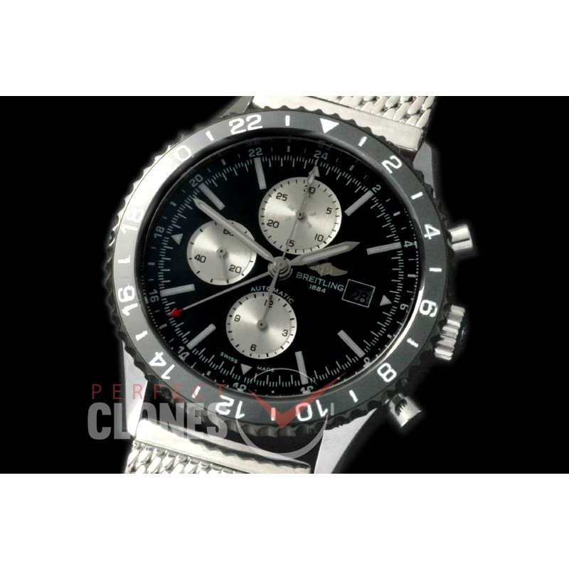 BLCLN-101M Chronoliner Chronograph GMT SS/ME Black A-7750