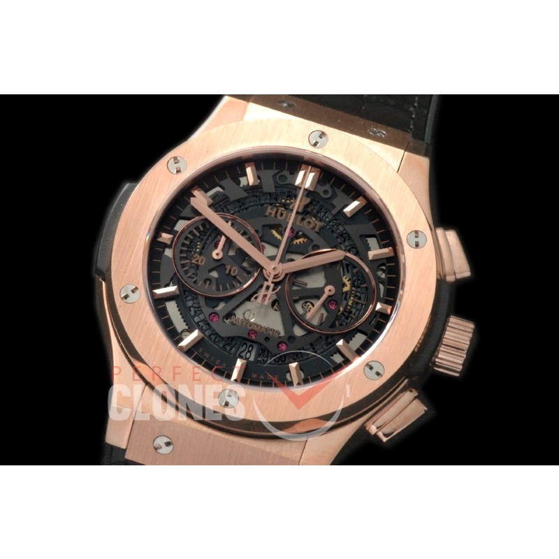 HAF10006 Aero Fusion Chronograph RG/LE Black Skeletonized A-7750 