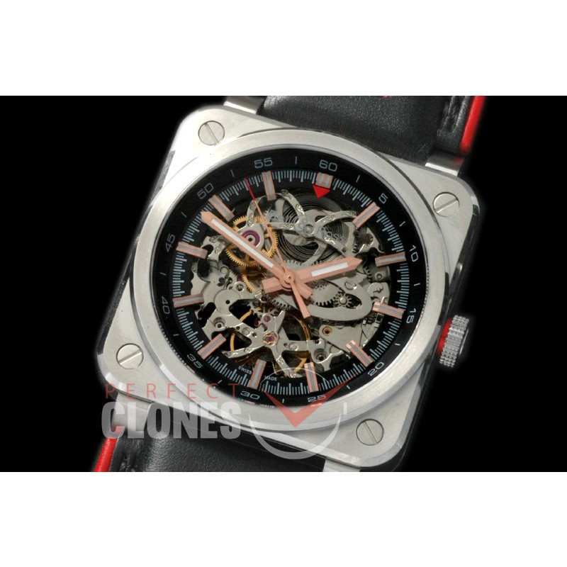 0 0 BR03-92-302 BR03-92 AeroGT-1 SS/LE Black Skeleton Custom Asian Movt