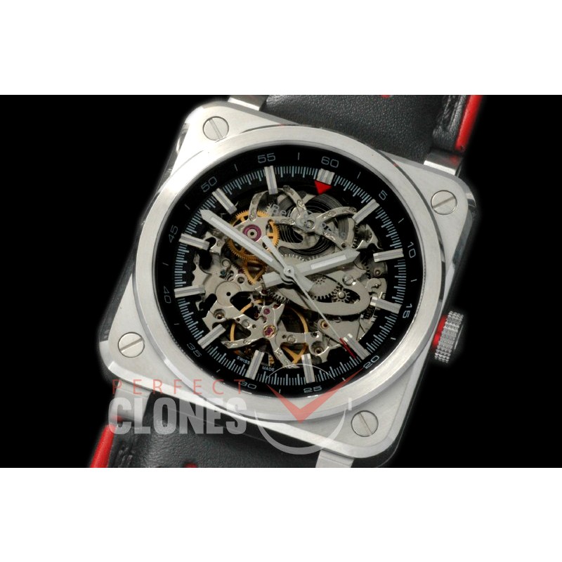0 0 BR03-92-301 BR03-92 AeroGT-1 SS/LE Black Skeleton Custom Asian Movt