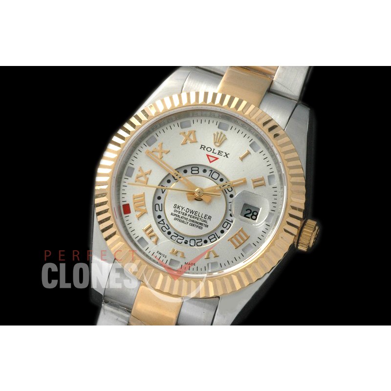 RSKD01061 SkyDweller SS/YG White Roman Asian ST3855 Mod to Cal 9001 
