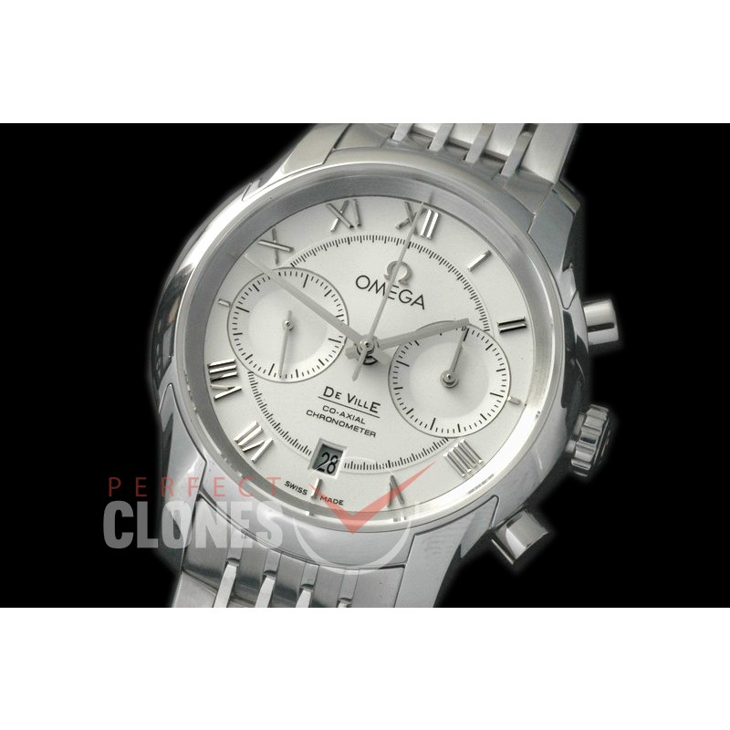 0 0 OMDE00071 Deville Chronograph SS/SS White Roman A-7750 Mod to Orig Movt Functions