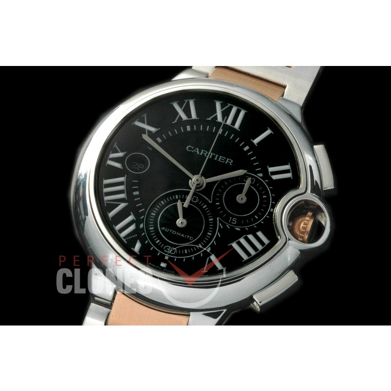 CARBA-C-112S Ballon de Cartier Chrono SS/YG/SS Black A-7750