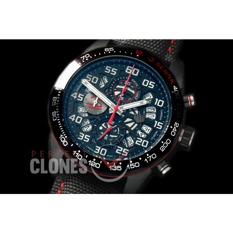 TGCH1-106 Carrera Heuer-01 Racing Aryton Senna Limited Ed PVD/NY Black