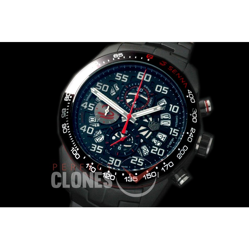 TGCH1-106S Carrera Heuer-01 Racing Aryton Senna Limited Ed PVD/PVD Black 