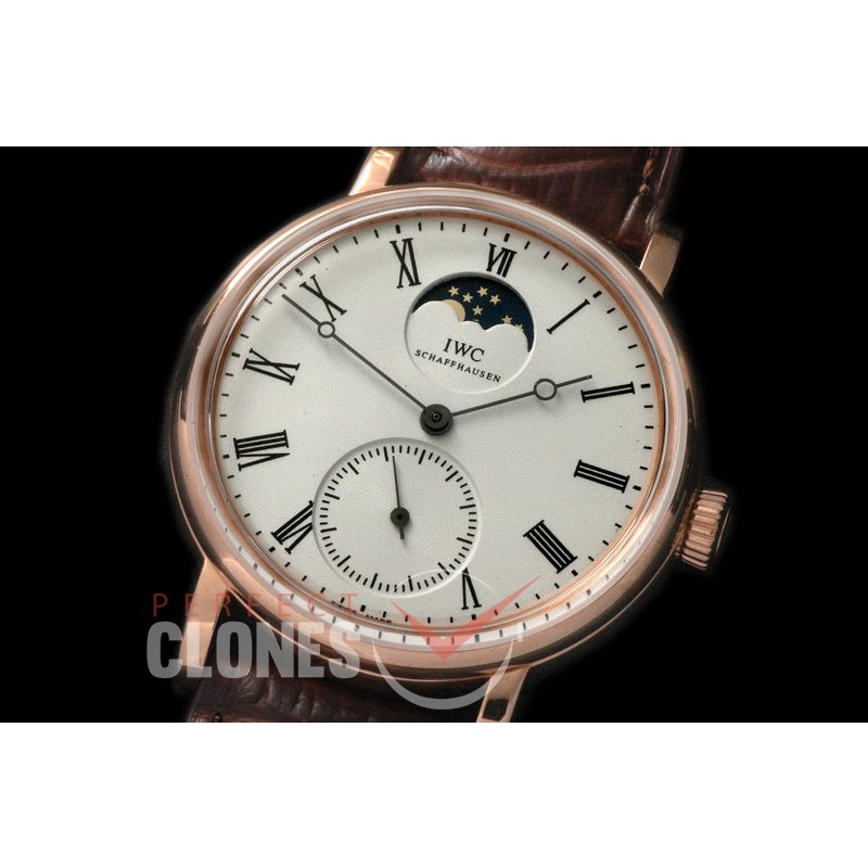 0 0 IWPTV00111 Vintage Portofino Moonphase RG/LE White Roman Asian 6498 Modified 