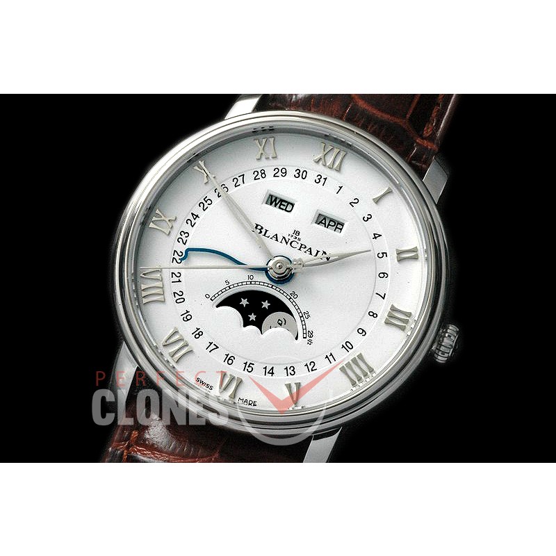 BP00001 Villeret Calender Moonphase SS/LE White Miyota 9100 Mod to Calibre 6654