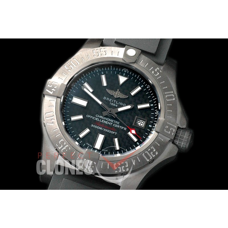 BLSW00018R Avenger Seawolf Blacksteel Carbon Fibre Special Ed DLC/RU Black Asian Clone 2836