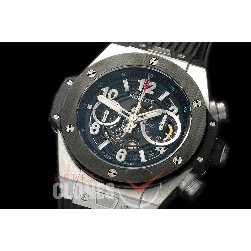 HB45-012C Big Bang Unico SS/CER/RU Black Skeleton Asian 7750 28800 