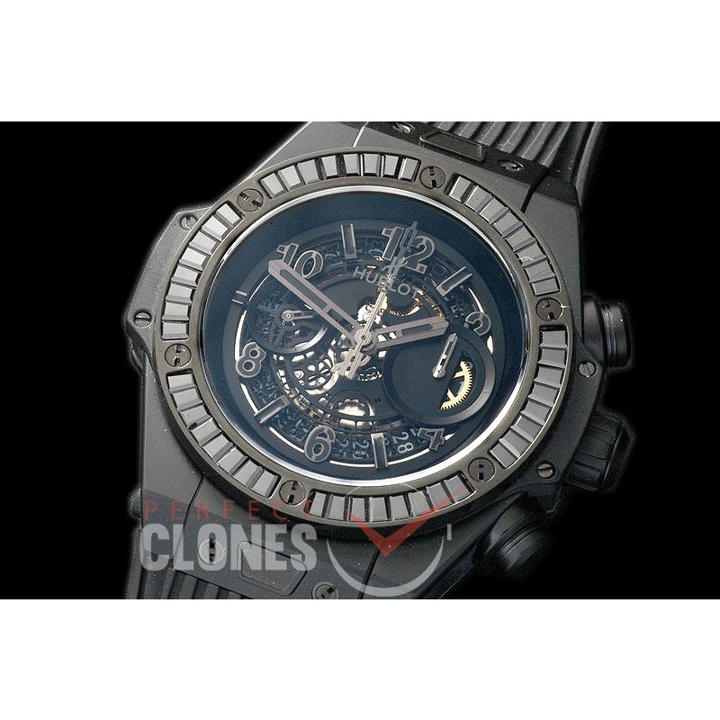 HB45-017E Big Bang Unico CER/RU Black Skeleton Asian 7750 28800 