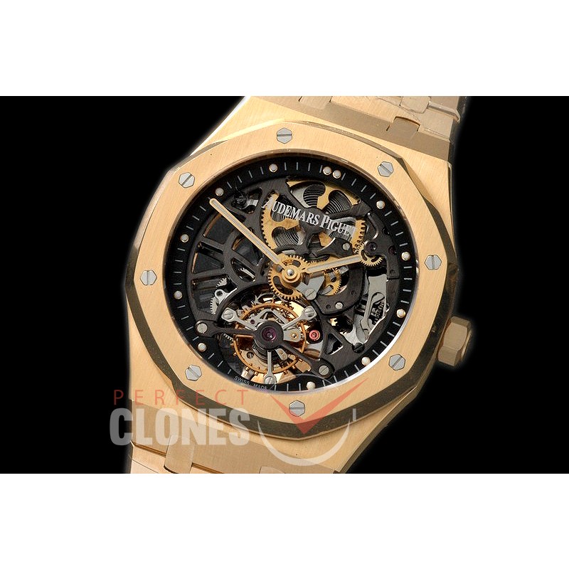 0 0 AP26518-006 Royal Oak 26518OG Tourbillon Openworked YG/YG Skeleton/Black Customs Tourbillon 