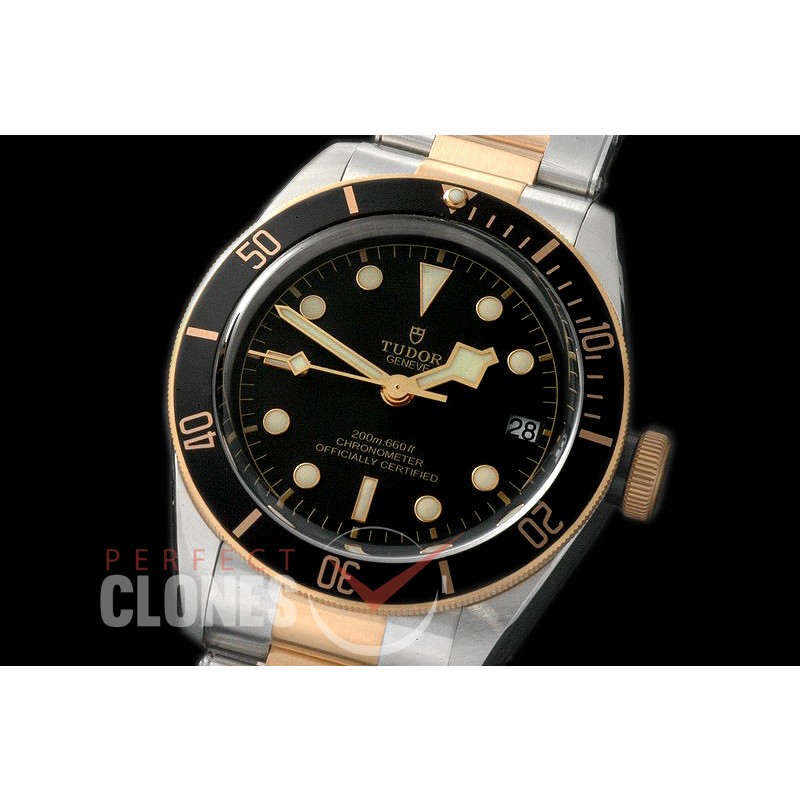 TU00096 Heritage Black Bay Shield S&G 79733N SS/YG Black Asian Clone 2824