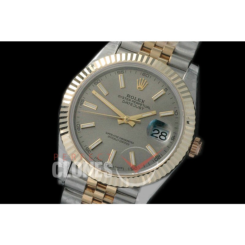 R41DJT-W-804 126333 18K Wrapped SS/YG Fluted/Jubilee Rhodium Grey Sticks SA 3235